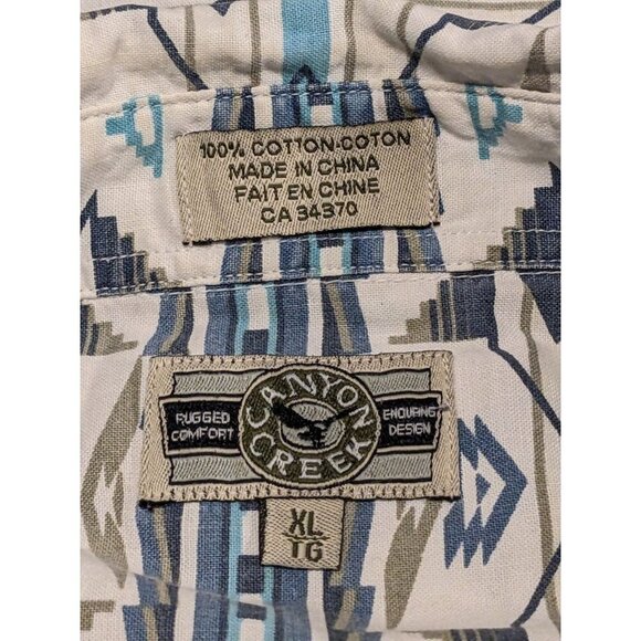 Canyon Creek Mens XL Cotton Button Down Shirt Blue Southwest Print Western Rodeo - Picture 4 of 4